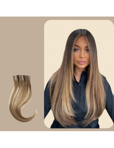 Straight Clip Extensions Chestnut with Platinum Highlights Dans la société mordern