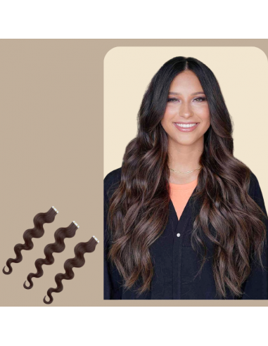 Wavy Brown Adhesive Extensions Livraison rapide