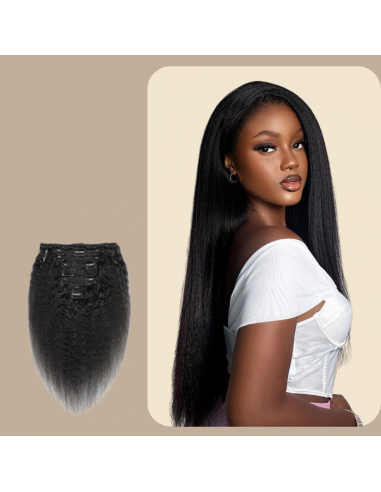 Kinky Straight Black Clip Extensions Kit 120 gr le concept de la Pate a emporter 