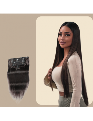 Clip-in Extensions Kit Straight Brown 120 gr en ligne