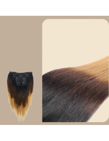 Clip-In Extensions Kit Straight Ombre Chocolate Brown Blonde 120 gr français