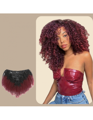 Afro Curly Ombre Clip Extensions Dark Brown Ombre 99J 120 gr de l' environnement