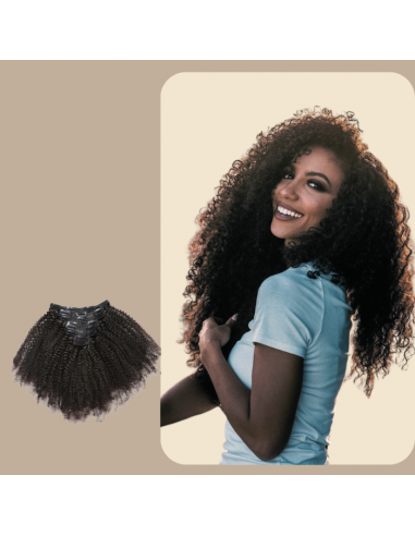 Afro Curly Brown Clip Extensions 120 gr Amélioration de cerveau avec