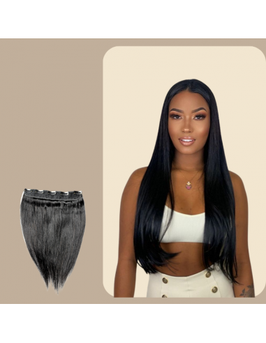 Straight Black Clip-in Extension Single Weft Maxi Volume Pour