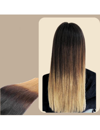 Straight Ombre Chocolate Brown Blonde Clip Extension Mono Band Maxi Volume en stock