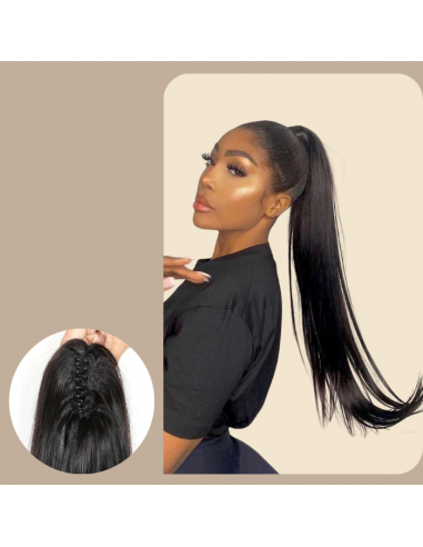 Black Ponytail Hair Clip Natural Remy Hair Straight les ctes