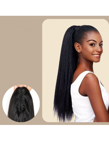 Ponytail Black Clip-in Natural Remy Hair Yaki Straight Les êtres humains sont 