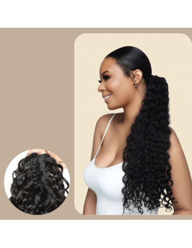 Ponytail Black Natural Remy Hair Water Wave with Clip Toutes les collections ici