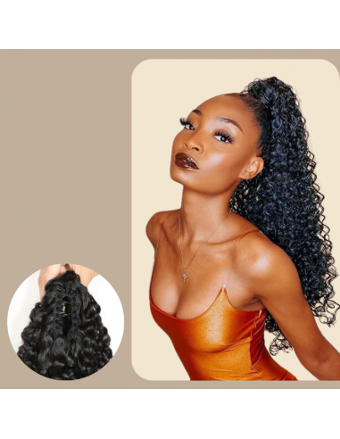 Ponytail Black Clip Natural Remy Hair Kinky Curly de la marque