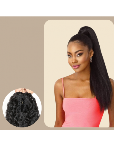 Ponytail Black Hair Clip Natural Remy Hair Kinky Straight la colonne vertébrale