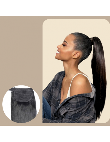 Ponytail Black Magic Ribbon Remy Hair Straight Faites des économies