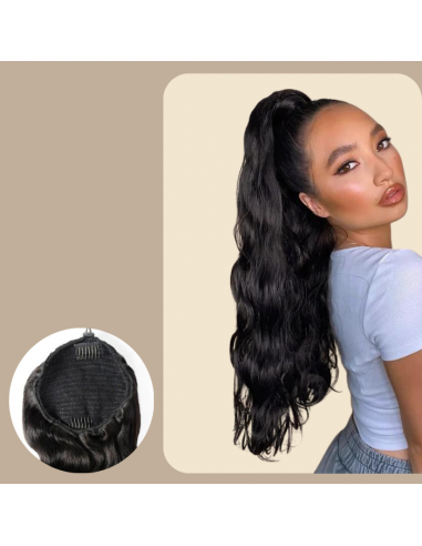 Ponytail Hair Extension Black with Drawstring Remy Hair Body Wave 2 - 3 jours ouvrés.