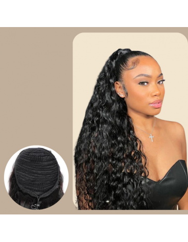 Ponytail Black Drawstring Remy Hair Water Wave l'évolution des habitudes 