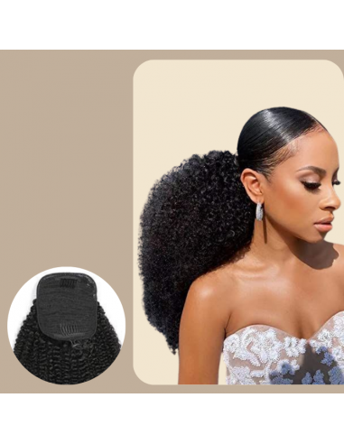 Ponytail Ponytail Black With Drawstring Remy Hair Afro Curly plus qu'un jeu 