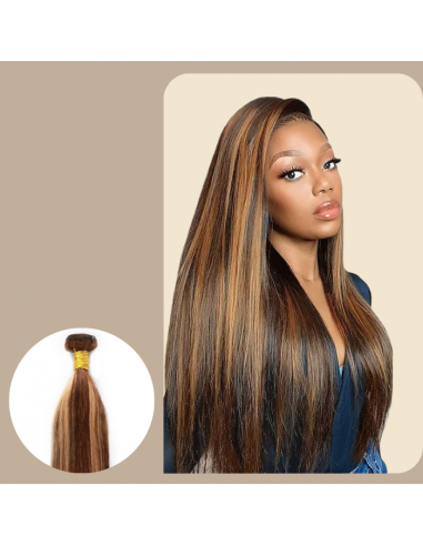 Virgin Hair Weave Human Hair Straight 7A Chestnut Highlighted Blonde P4/27 100 Gr online