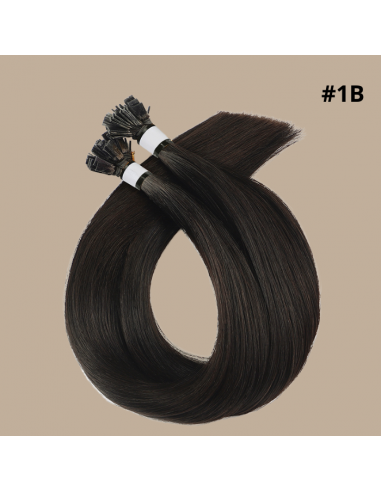 100 Premium Straight Keratin Extensions with Flat Tip 1B la chaussure