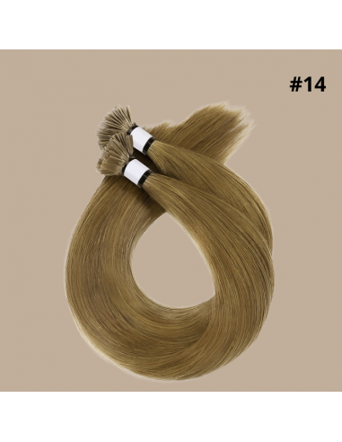 100 Premium Straight Keratin Extensions with Flat Tip 14 en linge