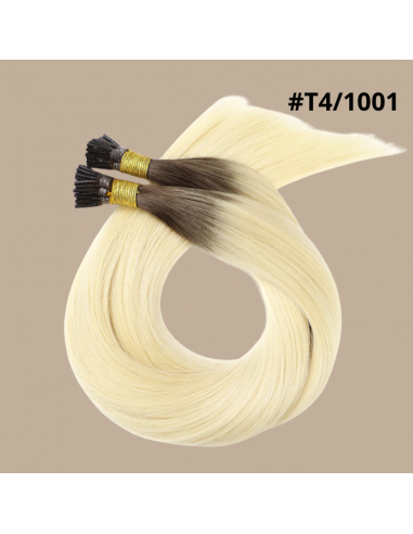 50 Premium Straight Keratin Extensions with I-Tip T4/1001 Véritable concentré