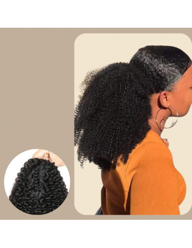 Paardenstaart donkerbruin met natuurlijke clip Remy haar Afro krullend Véritable concentré