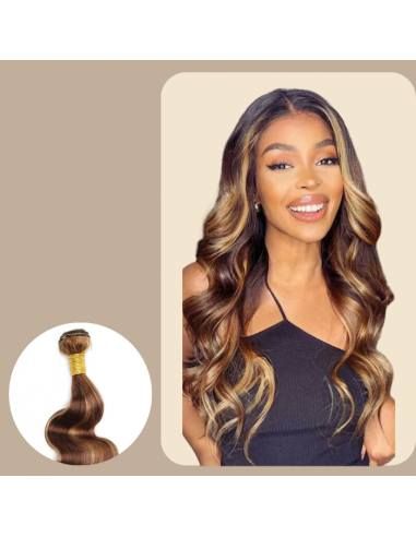 Tissage Vierge Capelli Umani Onda Corpo 7A Chatain Méché Blond P4/27 100 Gr en ligne des produits 